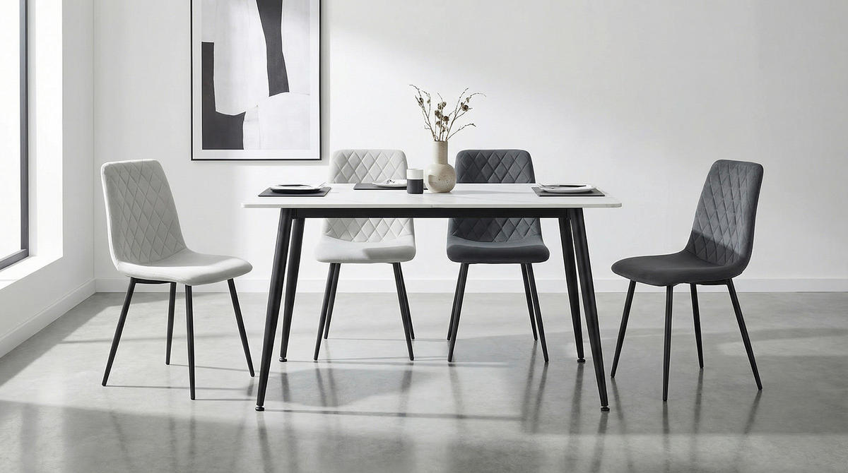 JEDILNA MIZA, črna, bela  - črna/bela, Design, kovina/keramika (130/76/70cm) - Xora