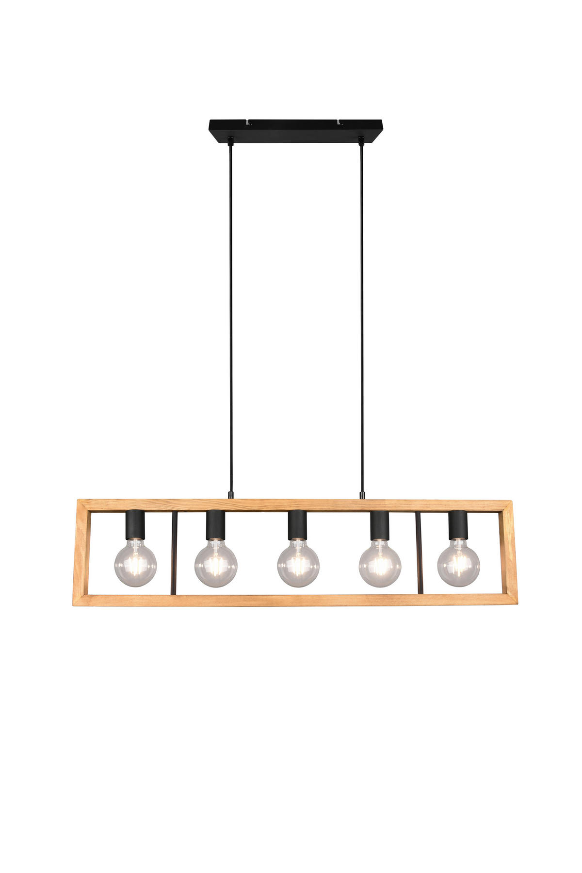 PENDELLEUCHTE  100/150/8,5 cm   - Schwarz/Braun, Natur, Holz/Metall (100/150/8,5cm) - Trio Leuchten