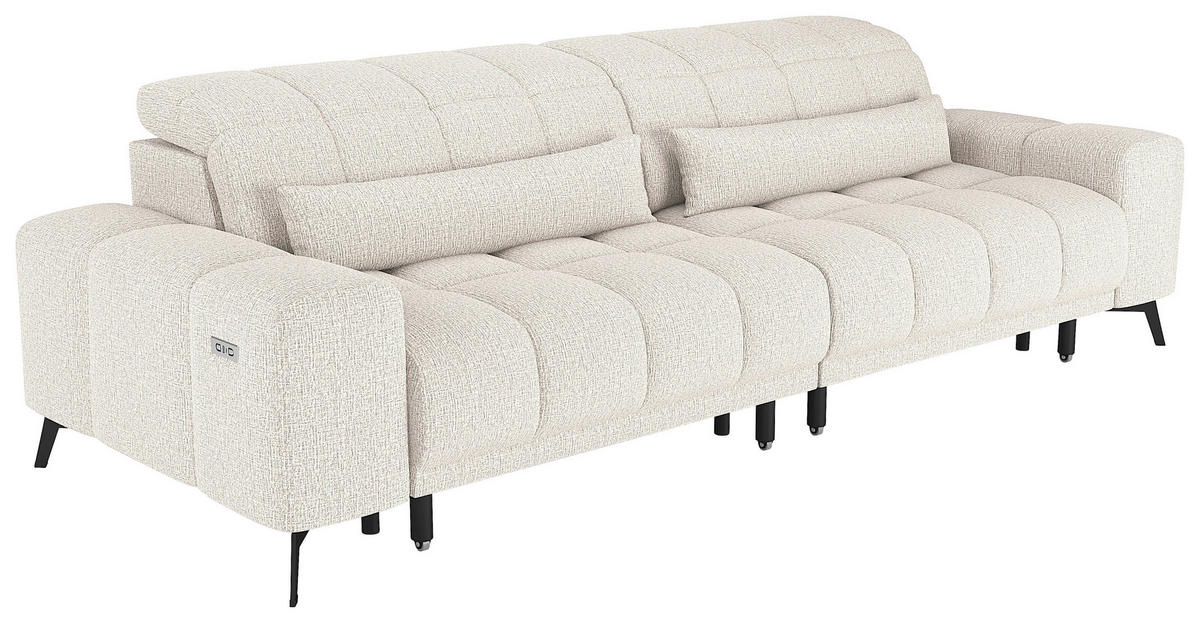 BIGSOFA Chenille Beige  - Beige/Schwarz, MODERN, Textil/Metall (300/112/121cm) - Xora