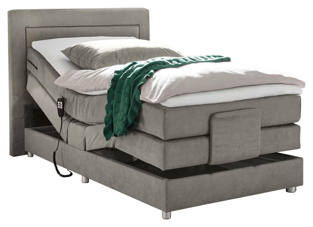 POSTEL BOXSPRING, 120/200 cm, světle šedá - barvy stříbra/světle šedá, Basics, kompozitní dřevo/textil (120/200cm) - MID.YOU