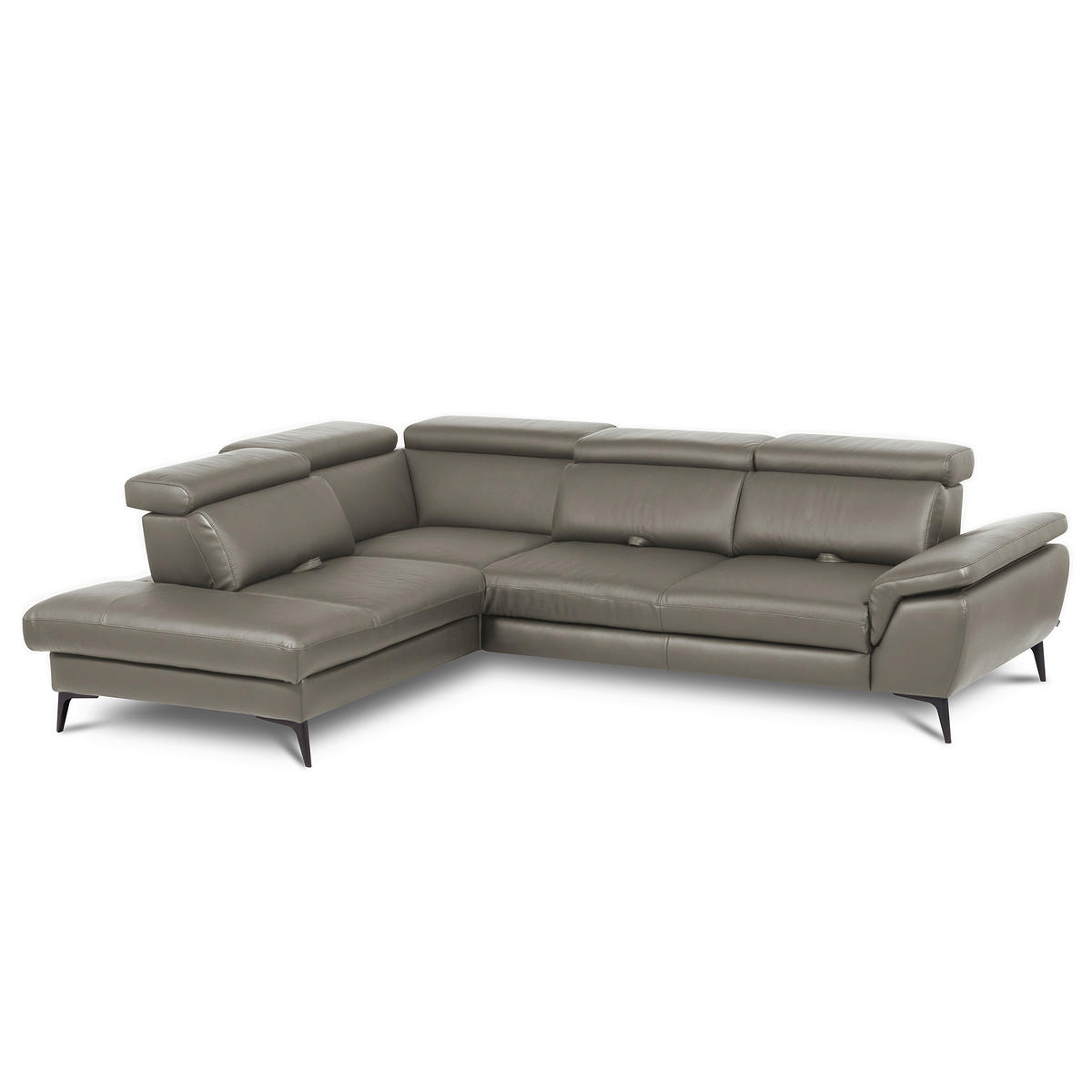ECKSOFA  in Lederlook Echtleder Schlammfarben  220/274 cm  - Schlammfarben/Schwarz, Design, Leder/Textil (220/274cm) - Livetastic