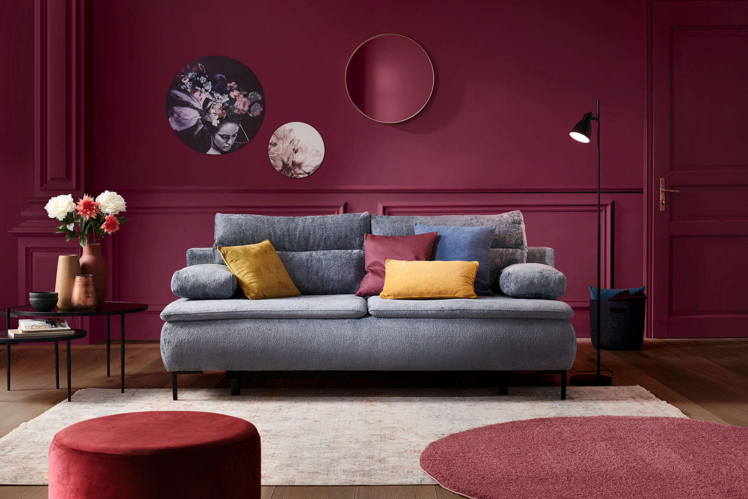 BOXSPRINGSOFA in Webstoff Blau  - Blau/Schwarz, Design, Textil/Metall (202/93/100cm) - Novel