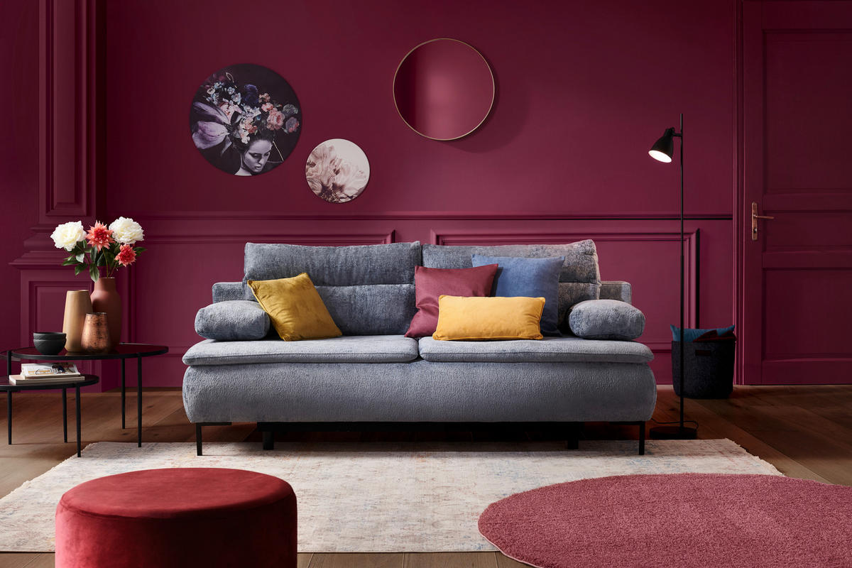 BOXSPRINGSOFA in Webstoff Schwarz  - Schwarz, Design, Textil/Metall (202/93/100cm) - Novel