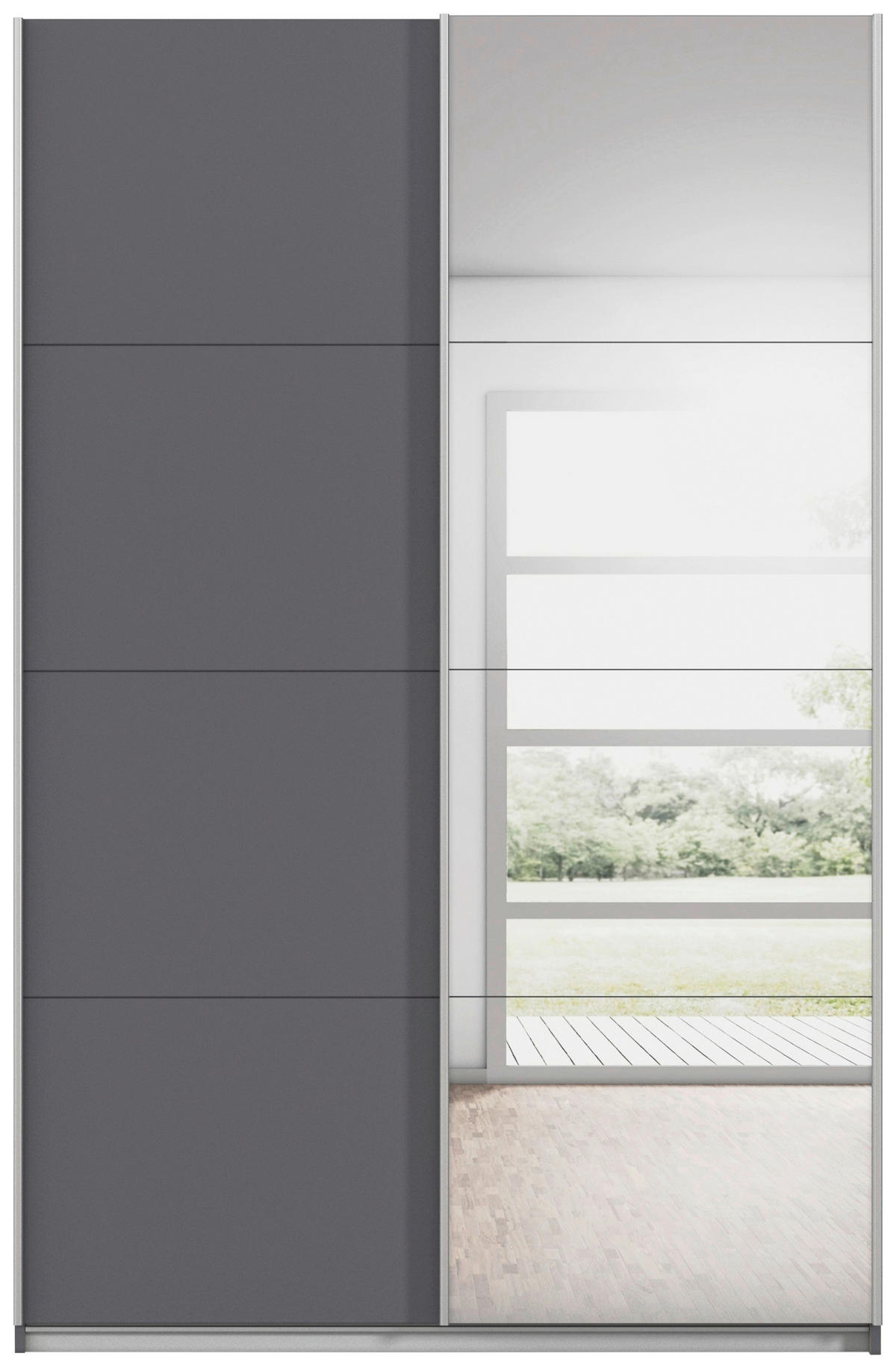 SCHWEBETÜRENSCHRANK 136/210/62 cm,  in Grau, 2 Tür(en)  - Alufarben/Grau, KONVENTIONELL, Holzwerkstoff/Kunststoff (136/210/62cm) - home24