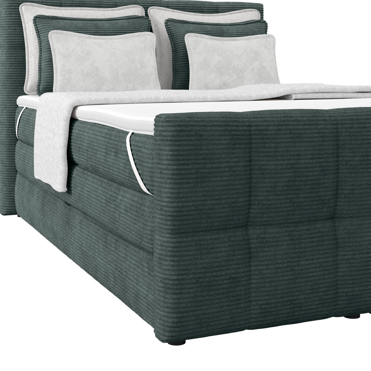 BOXSPRINGBETT 140/200 cm,  in Blaugrau, gepolstertes Kopfteil, Bettkasten, Topper, Matratzen, H4 + H4 = sehr fest  - Blaugrau, KONVENTIONELL, Holz/Holzwerkstoff (140/200cm)