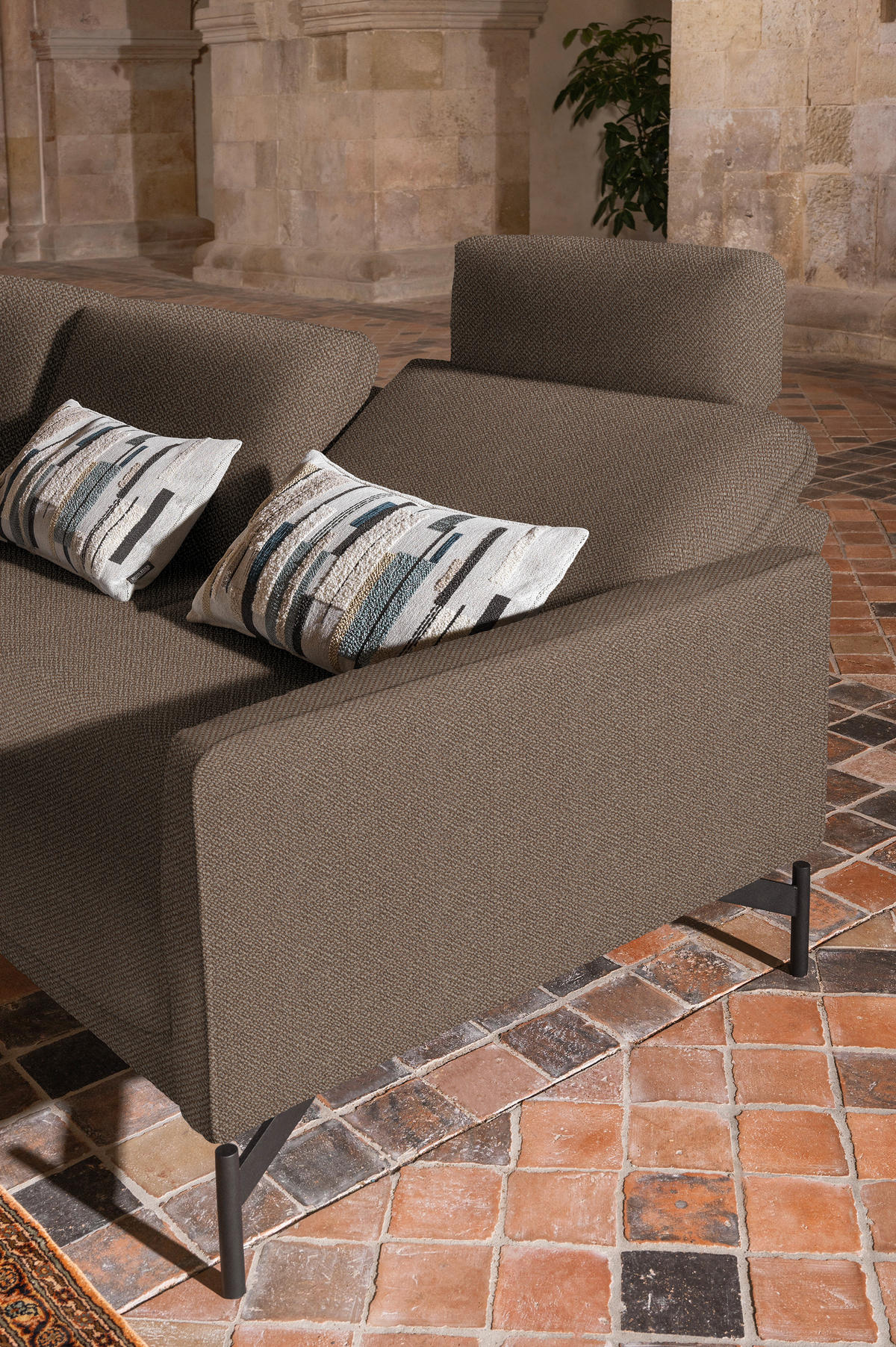 ECKSOFA in Flachgewebe Braun  - Anthrazit/Braun, Design, Textil/Metall (230/254cm) - Johann Jakob
