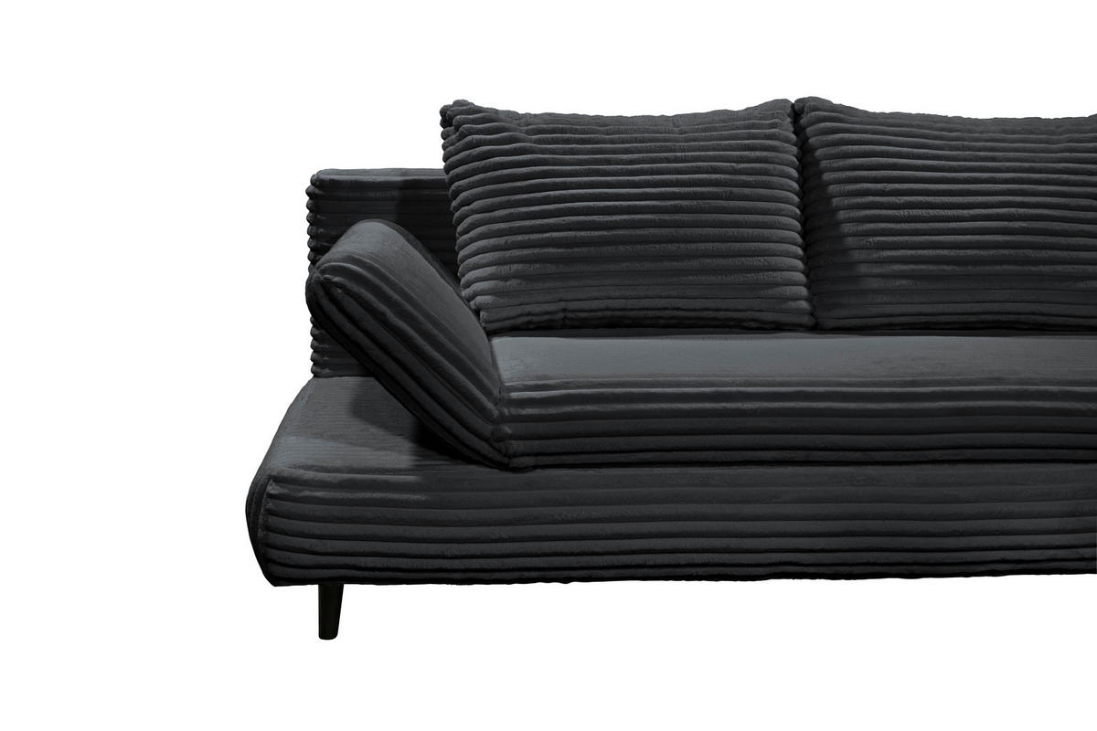 SCHLAFSOFA in Cord Schwarz  - Schwarz, Konventionell, Holz/Textil (212/88/101cm) - MID.YOU