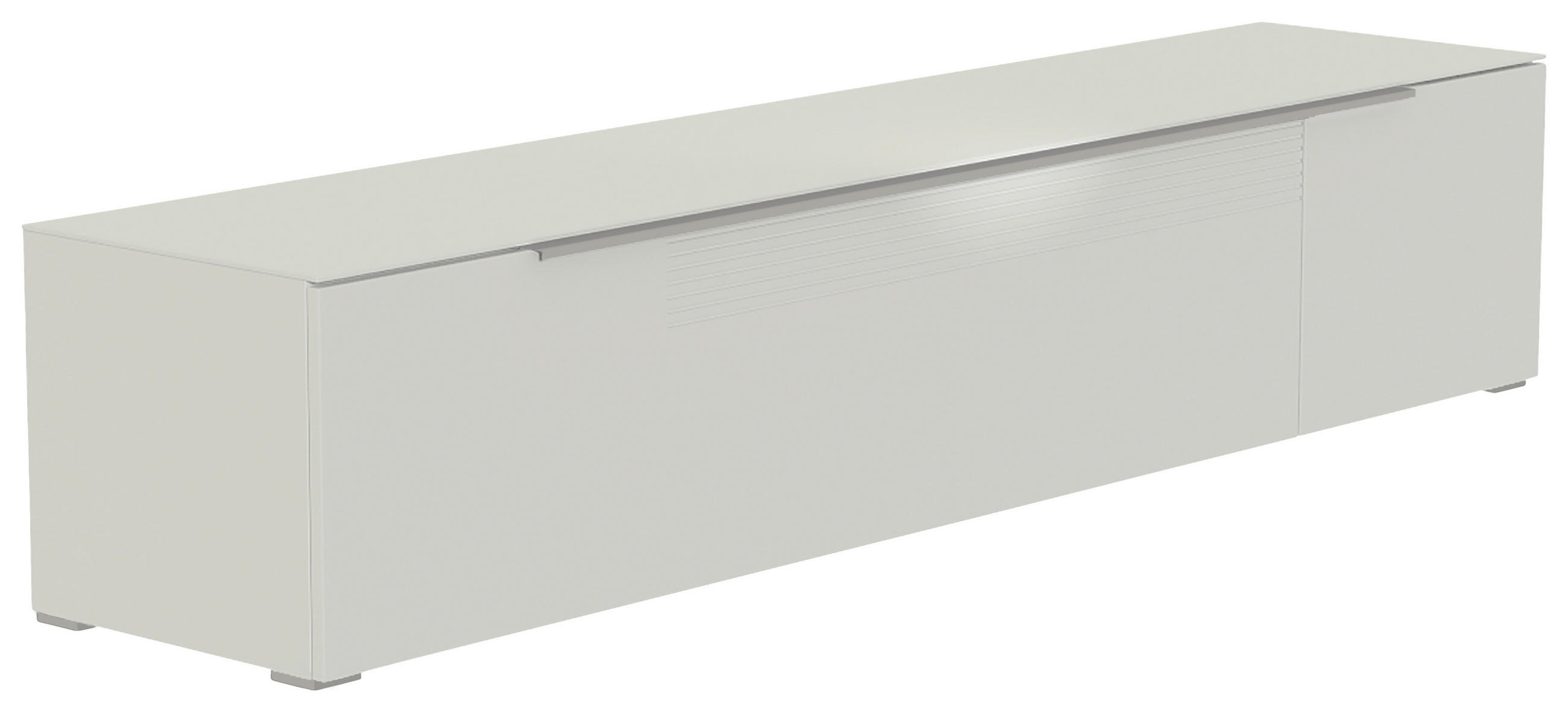 LOWBOARD Weiß, Alufarben  210/43/45 cm  - Alufarben/Weiß, Design, Glas/Holzwerkstoff (210/43/45cm) - Moderano