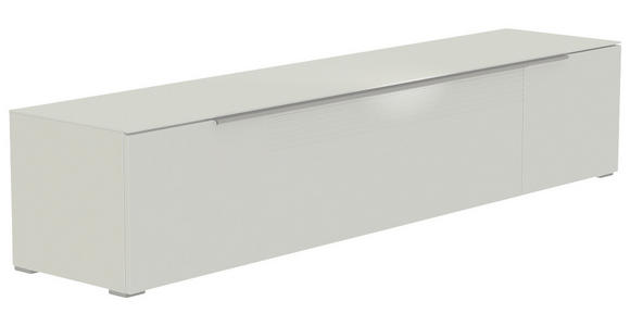 LOWBOARD Weiß, Alufarben  210/43/45 cm  - Alufarben/Weiß, Design, Glas/Holzwerkstoff (210/43/45cm) - Moderano