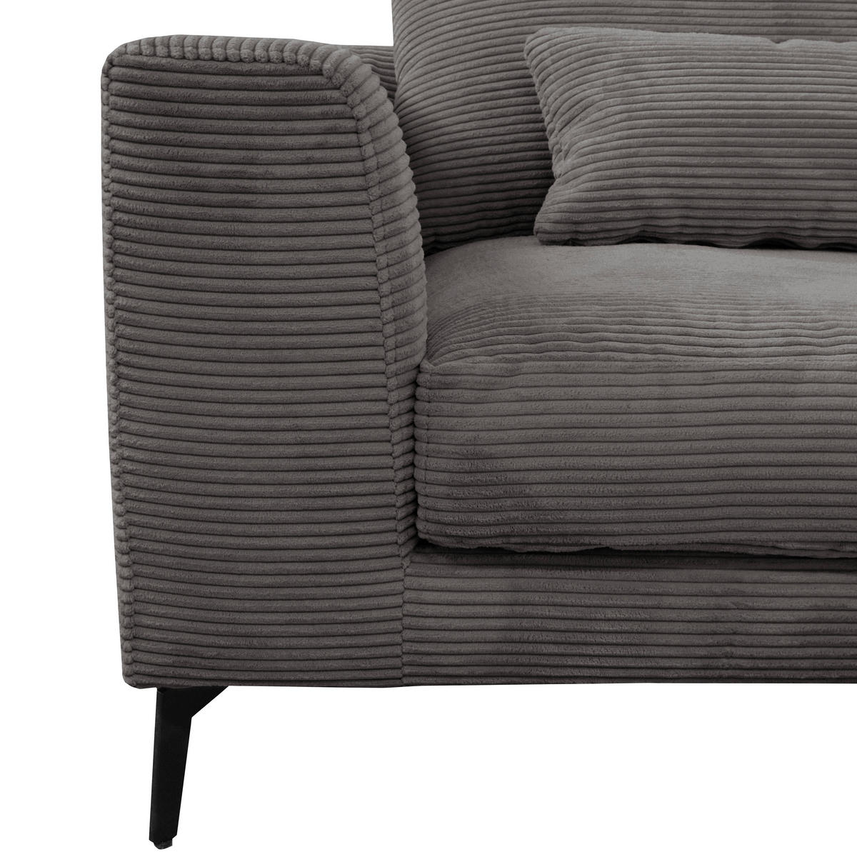 ECKSOFA in Cord Grau  - Schwarz/Grau, Design, Textil/Metall (313/172cm) - Livetastic