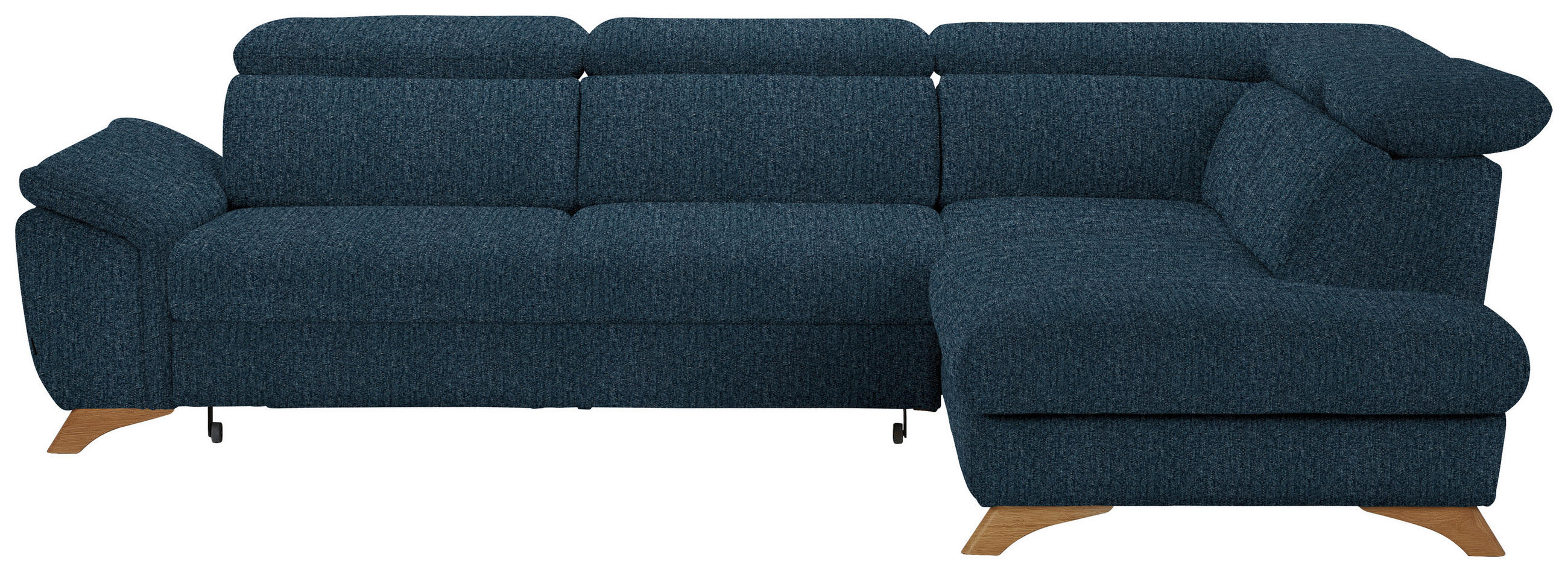 ECKSOFA in Chenille Blau  - Blau/Eichefarben, Modern, Holz/Textil (287/212cm) - Valnatura