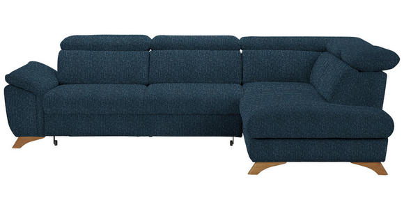 ECKSOFA in Chenille Blau  - Blau/Eichefarben, MODERN, Holz/Textil (287/212cm) - Valnatura