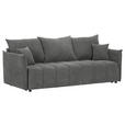 SCHLAFSOFA Plüsch Grau  inkl. Zierkissen, Rückenkissen, Bettkasten, Schlaffunktion, Rücken echt, Liegefläche im Originalstoff  - Schwarz/Grau, KONVENTIONELL, Kunststoff/Textil (200/73/105cm) - Carryhome