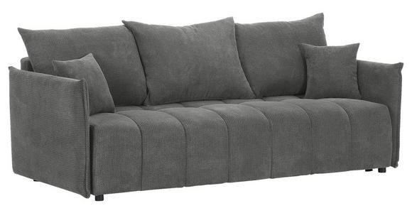SCHLAFSOFA Plüsch Grau  inkl. Zierkissen, Rückenkissen, Bettkasten, Schlaffunktion, Rücken echt, Liegefläche im Originalstoff  - Schwarz/Grau, KONVENTIONELL, Kunststoff/Textil (200/73/105cm) - Carryhome