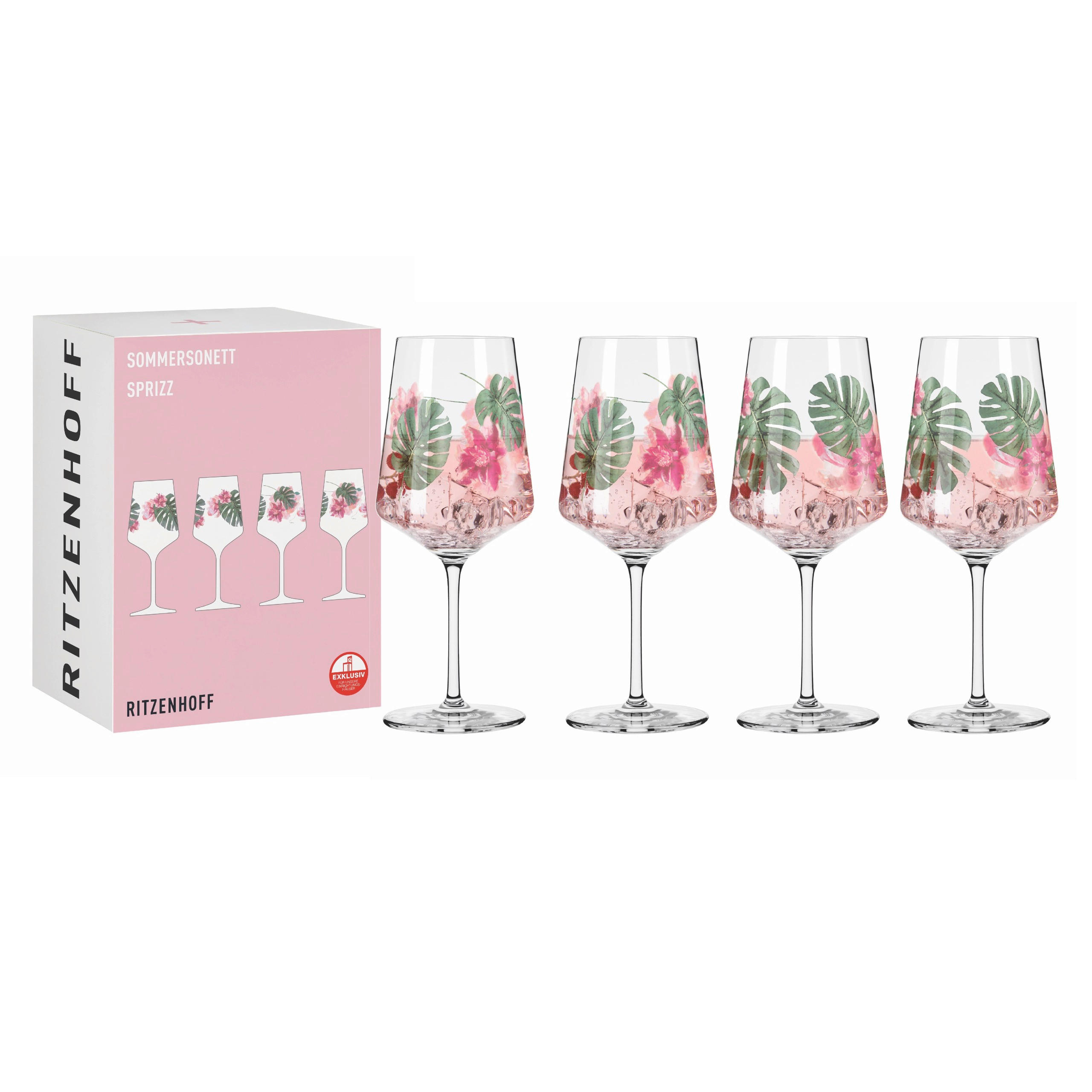 GLÄSERSET Sommersonett  4-teilig  - Transparent/Rosa, Design, Glas (9.3/22.5cm) - Ritzenhoff