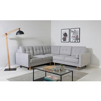 ECKSOFA Noret Hellgrau  - Buchefarben/Hellgrau, Design, Holz/Textil (242/242cm) - MID.YOU