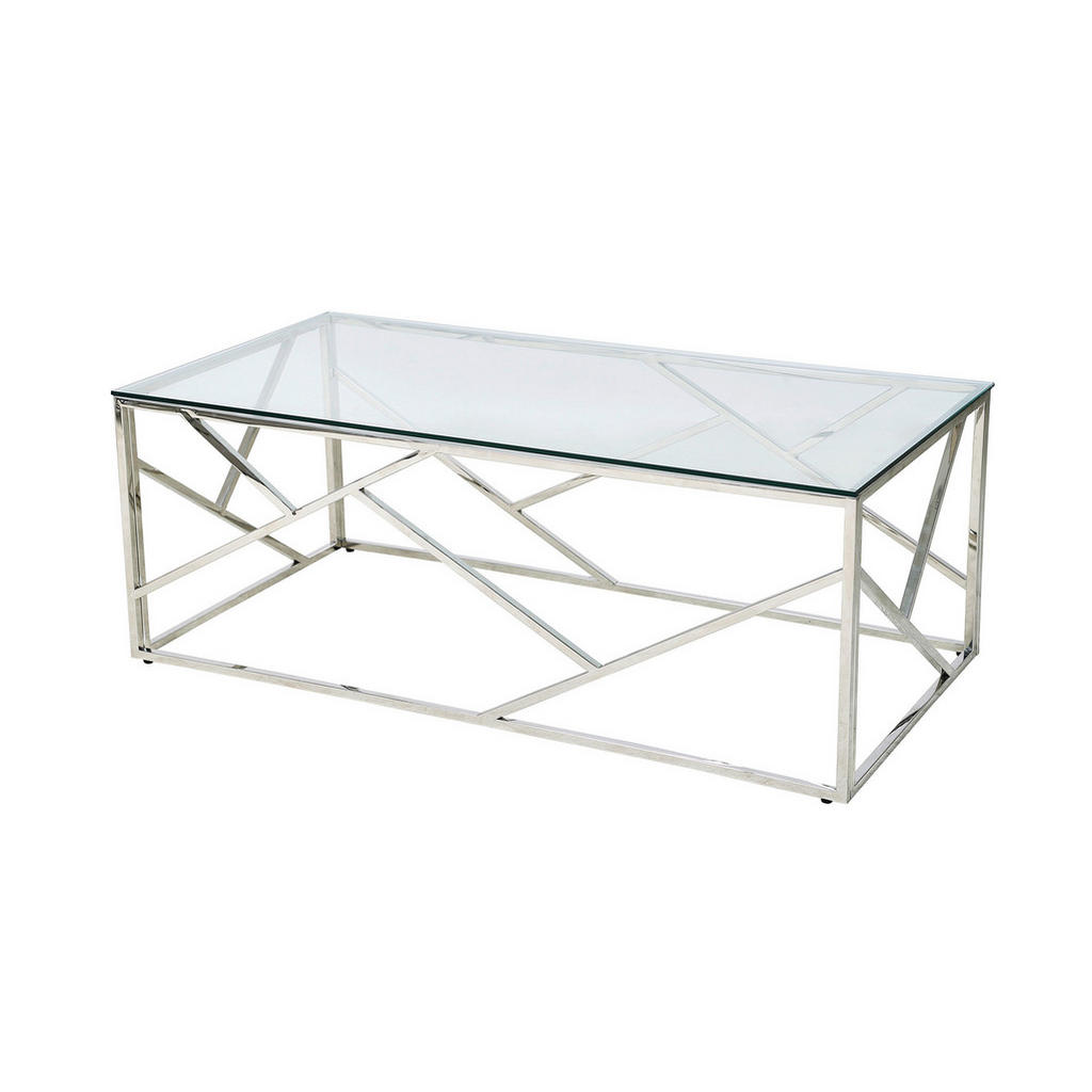 Livetastic KONFERENČNÝ STOLÍK, číra, strieborná, kov, sklo, 120/60/45 cm