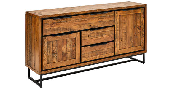 SIDEBOARD Pinie vollmassiv Hellbraun Einlegeboden  - Hellbraun/Schwarz, LIFESTYLE, Holz/Metall (160/82/40cm) - Landscape