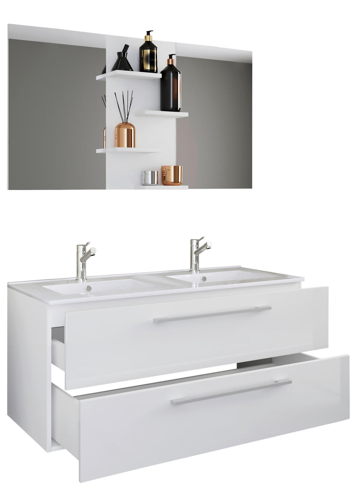 BADEZIMMER  in 112 cm  - Weiß, MODERN, Keramik/Holzwerkstoff (112cm) - MID.YOU