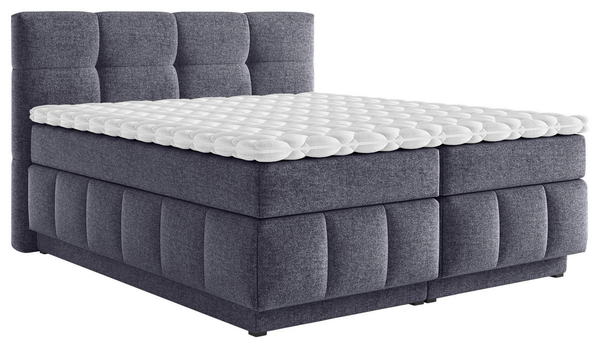 BOXSPRINGBETT 180/200 cm  in Dunkelblau  - Schwarz/Dunkelblau, KONVENTIONELL, Kunststoff/Textil (180/200cm) - Carryhome