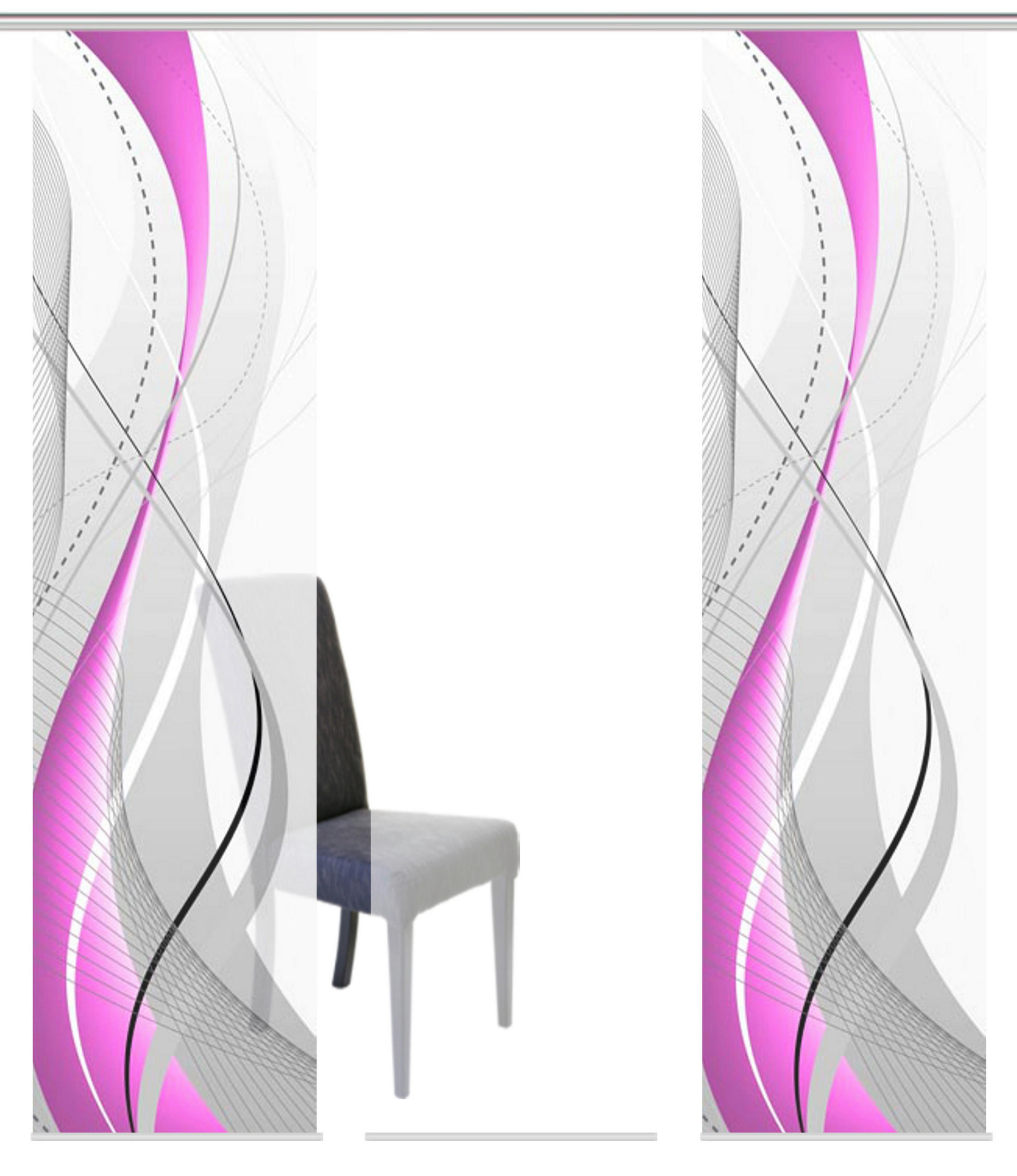 FLÄCHENVORHANG  3 Stück  halbtransparent   3x60/245 cm  - Beere/Brombeere, Design, Textil (3x60/245cm)