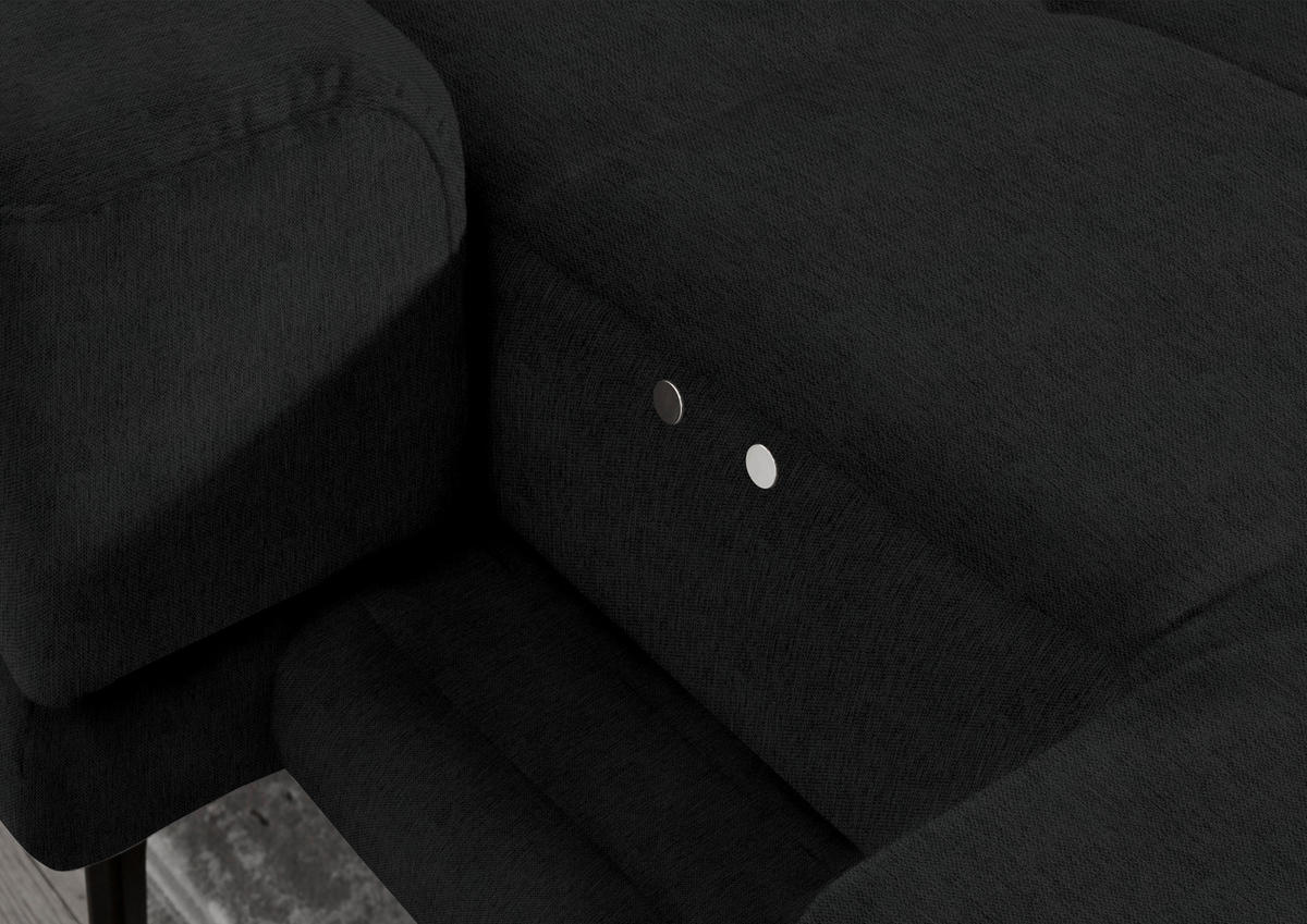 ECKSOFA in Flachgewebe Schwarz  - Schwarz, Design, Textil/Metall (190/309cm) - Beldomo Style