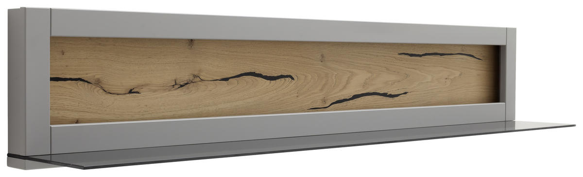 WANDBOARD in 150/28/25 cm Grau, Eichefarben  - Eichefarben/Grau, Design, Glas/Holzwerkstoff (150/28/25cm) - MID.YOU