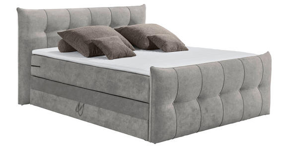 BOXSPRINGBETT 180/200 cm  in Hellgrau  - Hellgrau/Schwarz, KONVENTIONELL, Kunststoff/Textil (180/200cm) - Esposa