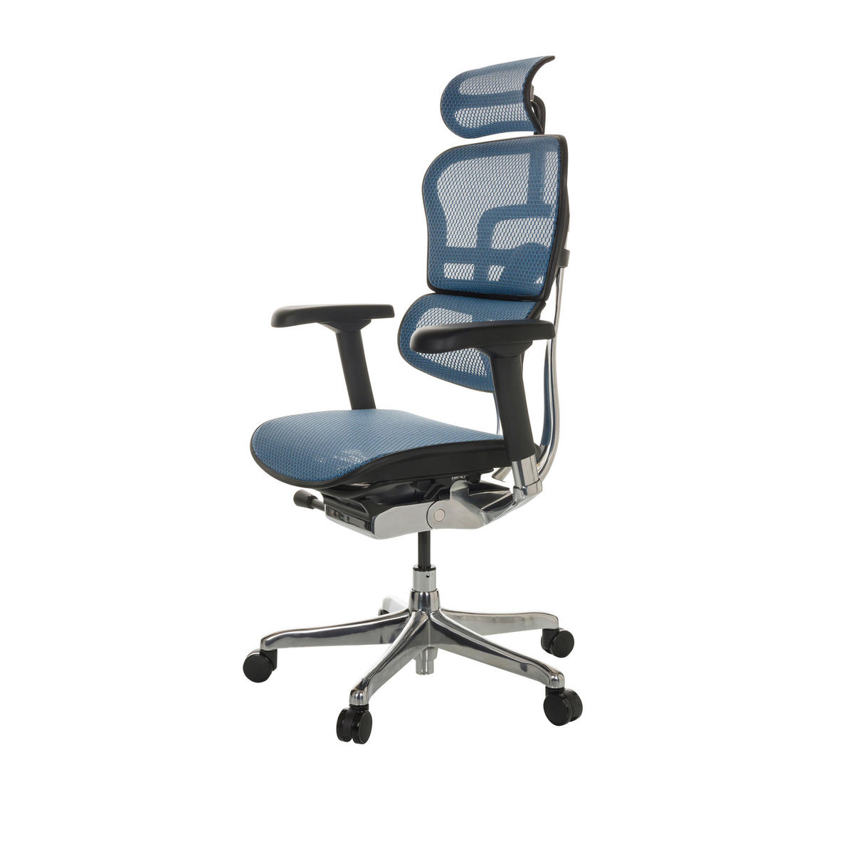 DREHSTUHL  in Netz Blau  - Blau/Silberfarben, Basics, Kunststoff/Textil (69/119-144/65cm) - MID.YOU