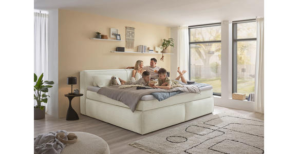 BOXSPRINGBETT 180/200 cm,  in Creme, Matratze, Topper, H3 + H4 = fest + sehr fest  - Creme/Schwarz, LIFESTYLE, Kunststoff/Textil (180/200cm) - Esposa