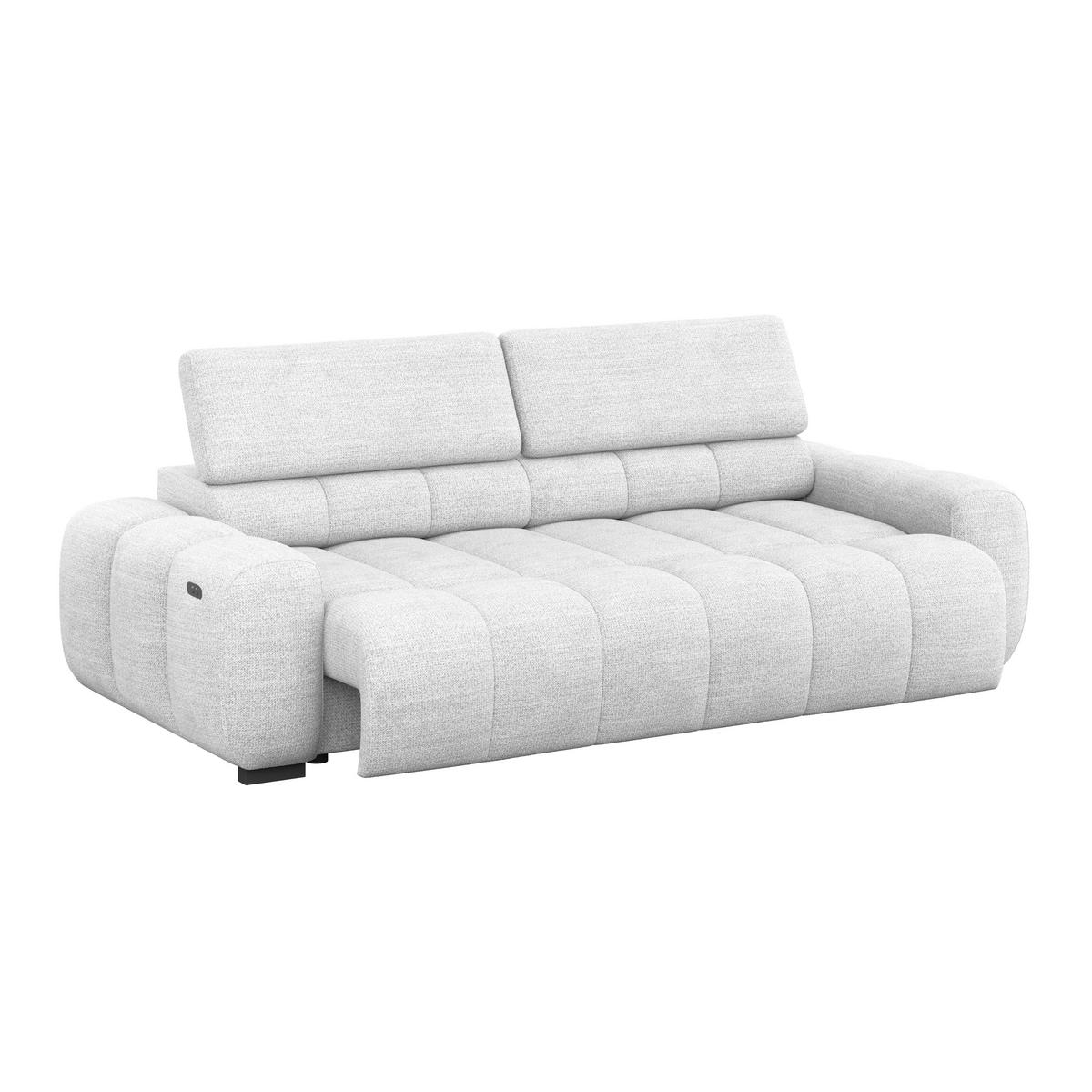 BIGSOFA inkl. mot. Funktion Webstoff Grauweiß  - Grauweiß/Schwarz, Design, Kunststoff/Textil (248/77-97/108cm) - Welnova