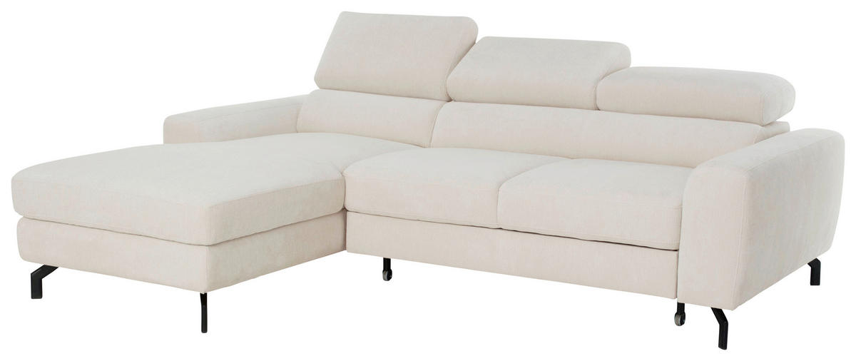 ECKSOFA LARGO in Chenille Creme  177/226 cm  - Creme/Schwarz, Design, Textil/Metall (177/226cm) - Livetastic