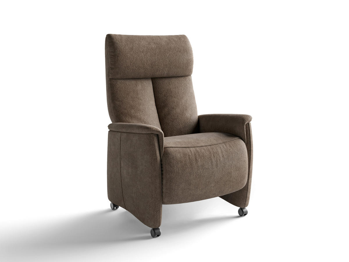 RELAXSESSEL TV CREMONA COMFORT E M2 Mikrofaser Kopfteilverstellung, Fußteilverstellung, Rücken echt    - Schwarz/Braun, Basics, Kunststoff/Textil (76/112/84cm) - Sit & More