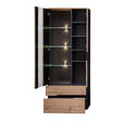 VITRINE  in Graphitfarben, Eiche Artisan - Graphitfarben/Schwarz, Trend, Glas/Holzwerkstoff (75/197/38cm) - Carryhome