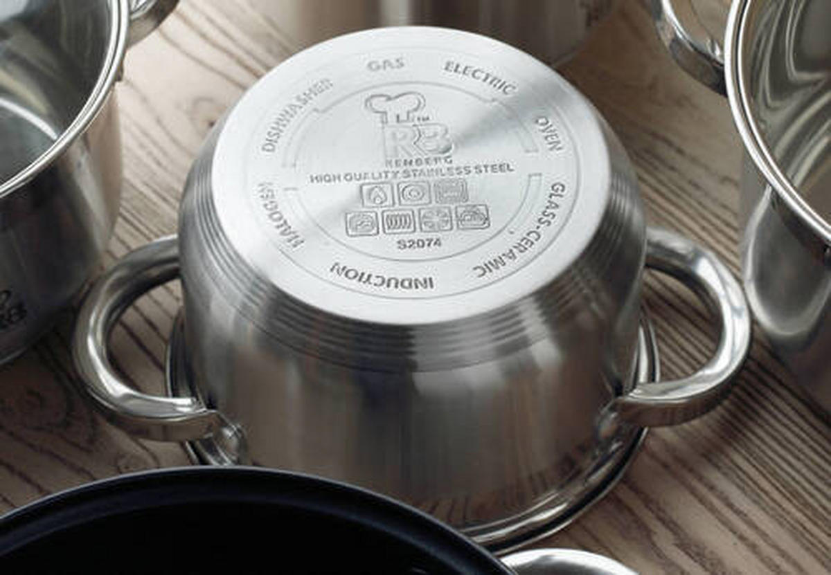 KOCHTOPFSET 12-teilig  - Edelstahlfarben/Transparent, MODERN, Glas/Metall