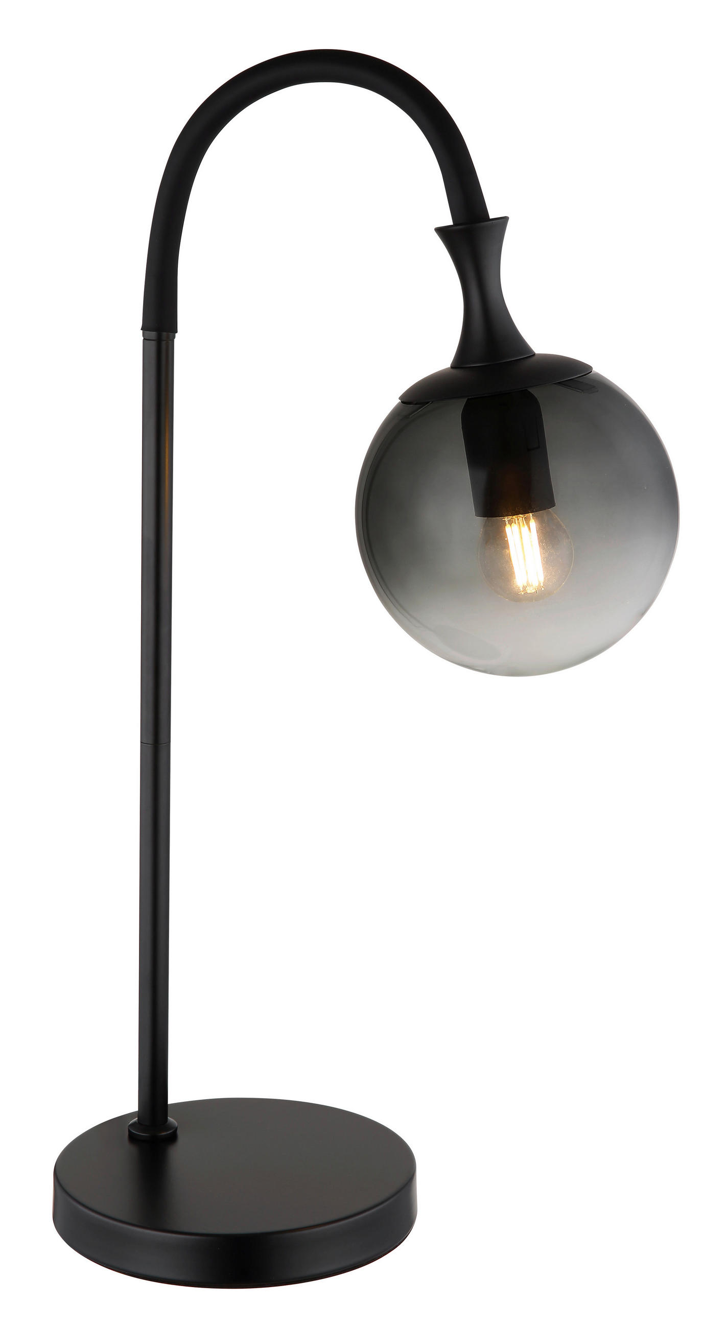 STOLNÁ LAMPA, E27, 22,5/18/57,5 cm - čierna/sivá, Design, kov/sklo (22,5/18/57,5cm) - Globo