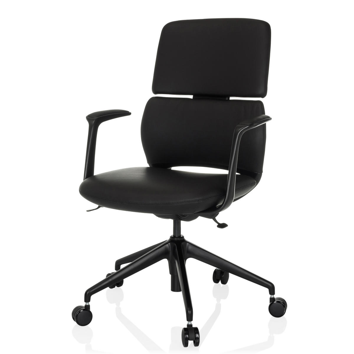 DREHSTUHL  - Schwarz, MODERN, Leder/Kunststoff (62/98-108/60cm) - MID.YOU