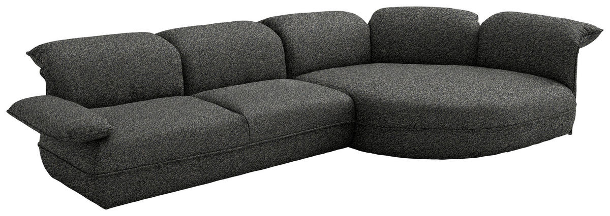 ECKSOFA  in Chenille Blaugrau  343/154 cm  - Blaugrau/Schwarz, Design, Kunststoff/Textil (343/154cm) - Koinor