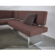 ECKBANK 137/231 cm  in Edelstahlfarben, Dunkelbraun  - Edelstahlfarben/Dunkelbraun, Design, Textil/Metall (137/231cm) - Dieter Knoll