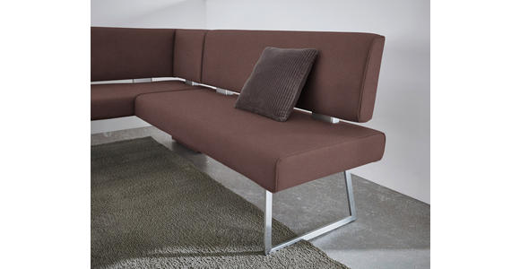 ECKBANK 137/231 cm  in Edelstahlfarben, Dunkelbraun  - Edelstahlfarben/Dunkelbraun, Design, Textil/Metall (137/231cm) - Dieter Knoll