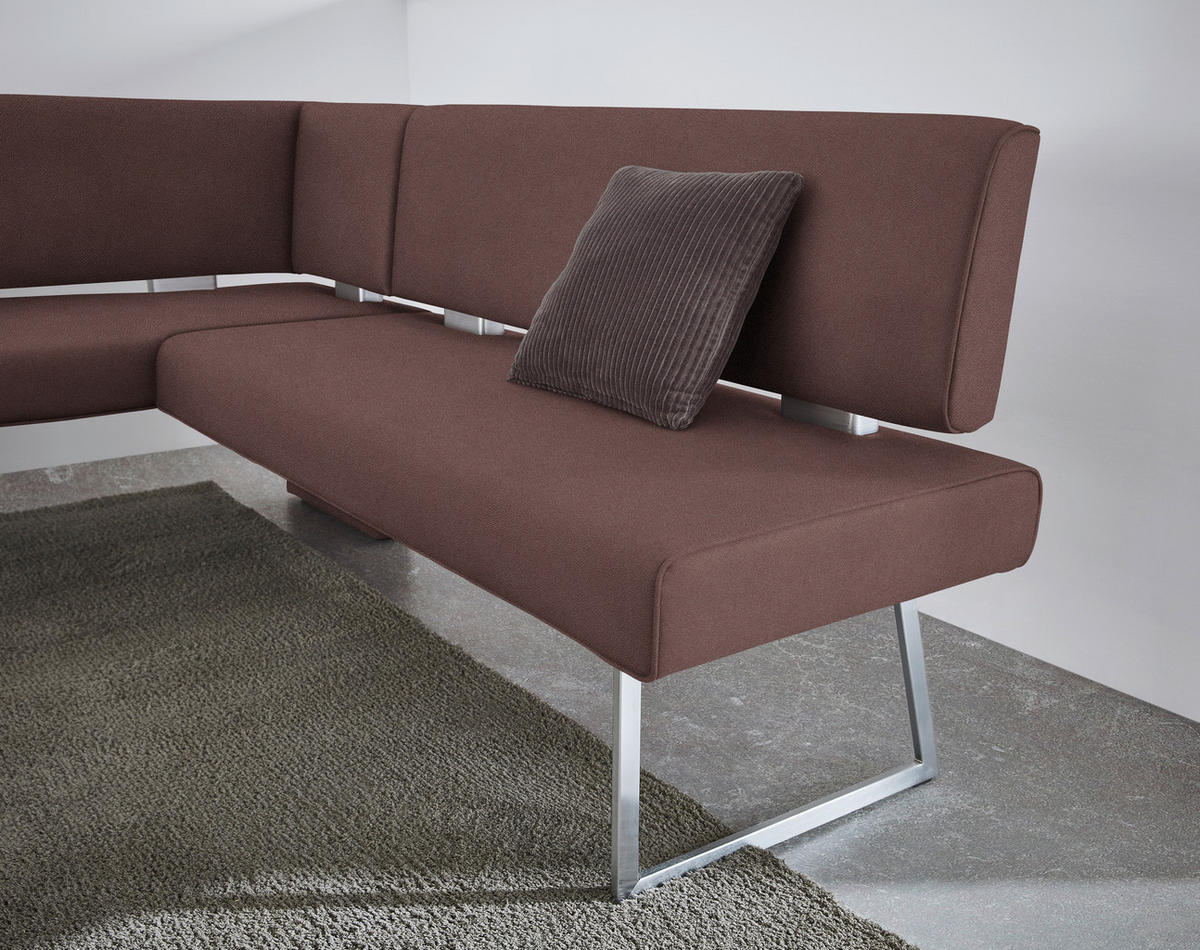 ECKBANK 160/173 cm  in Edelstahlfarben, Dunkelbraun  - Edelstahlfarben/Dunkelbraun, Design, Textil/Metall (160/173cm) - Dieter Knoll