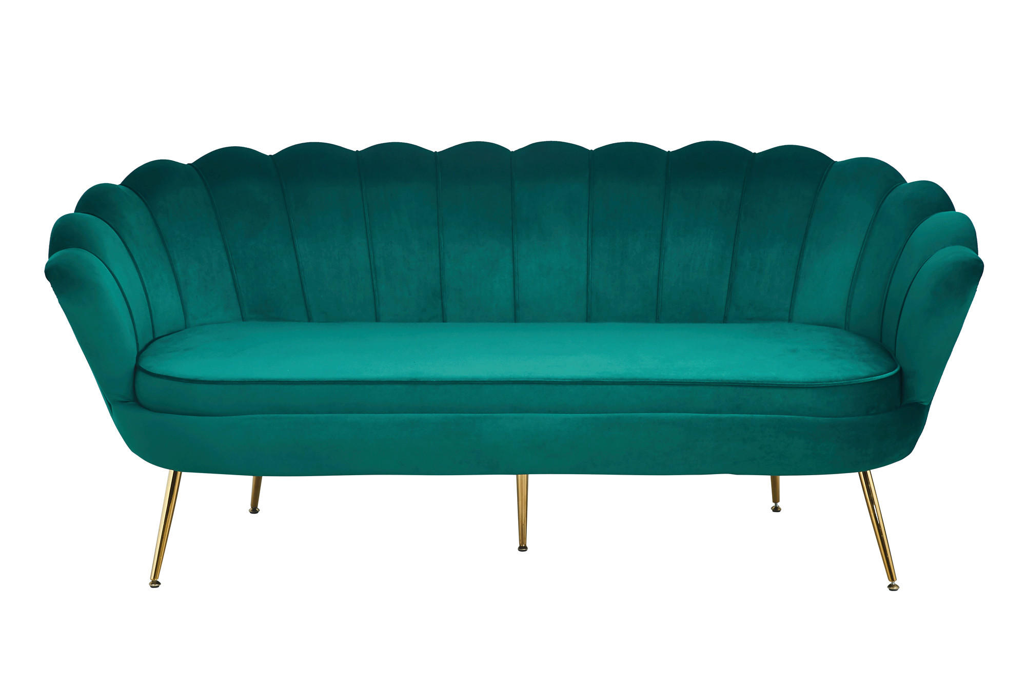 3-SITZER-SOFA in Samt Grün - Goldfarben/Grün, MODERN, Textil/Metall (180/78/76cm) - Livetastic
