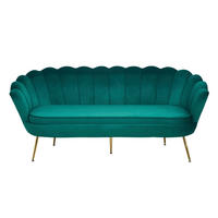 3-SITZER-SOFA in Samt Grün  - Goldfarben/Grün, MODERN, Textil/Metall (180/78/76cm) - Livetastic
