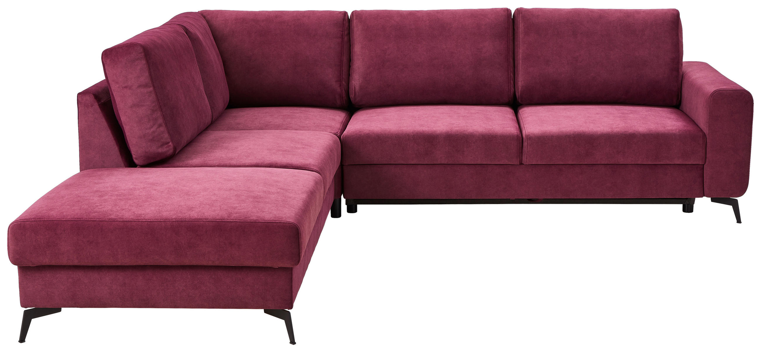 ECKSOFA Bordeaux Chenille  - Bordeaux/Schwarz, KONVENTIONELL, Textil/Metall (257/275cm) - Carryhome
