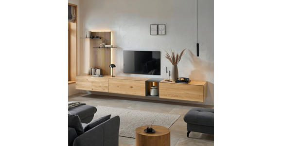 WOHNWAND  in Anthrazit, Eichefarben  403/160/50 cm  - Eichefarben/Anthrazit, Design, Glas/Holz (403/160/50cm) - Dieter Knoll