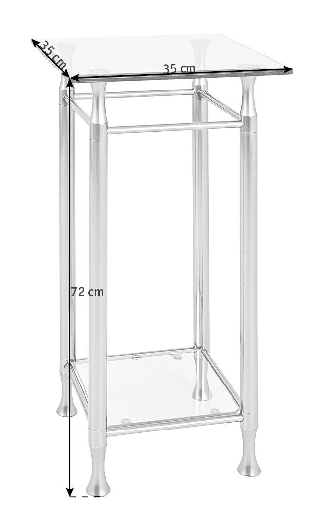 BEISTELLTISCH quadratisch Edelstahlfarben - Edelstahlfarben, Basics, Glas/Metall (35/35/72cm)