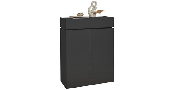 SCHUHSCHRANK in 90/121/40 cm - Schwarz/Graphitfarben, Design, Holzwerkstoff/Kunststoff (90/121/40cm) - Voleo