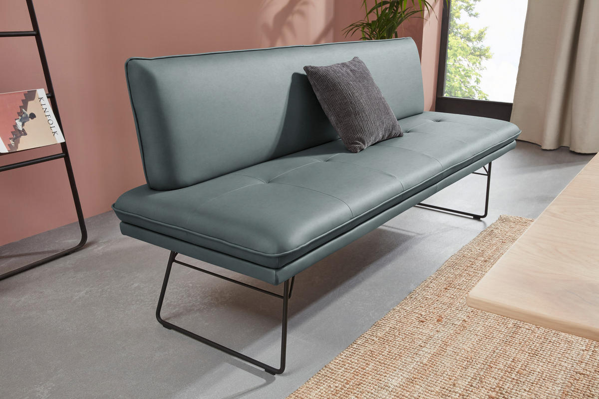 SITZBANK in Metall, Textil Schwarz, Graublau  - Graublau/Schwarz, Design, Textil/Metall (195/87/65cm) - Dieter Knoll