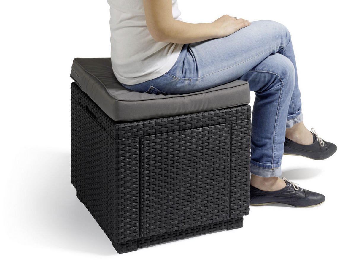 GARTENHOCKER  - Graphitfarben/Grau, Design, Kunststoff/Textil (42/39/42cm) - Keter