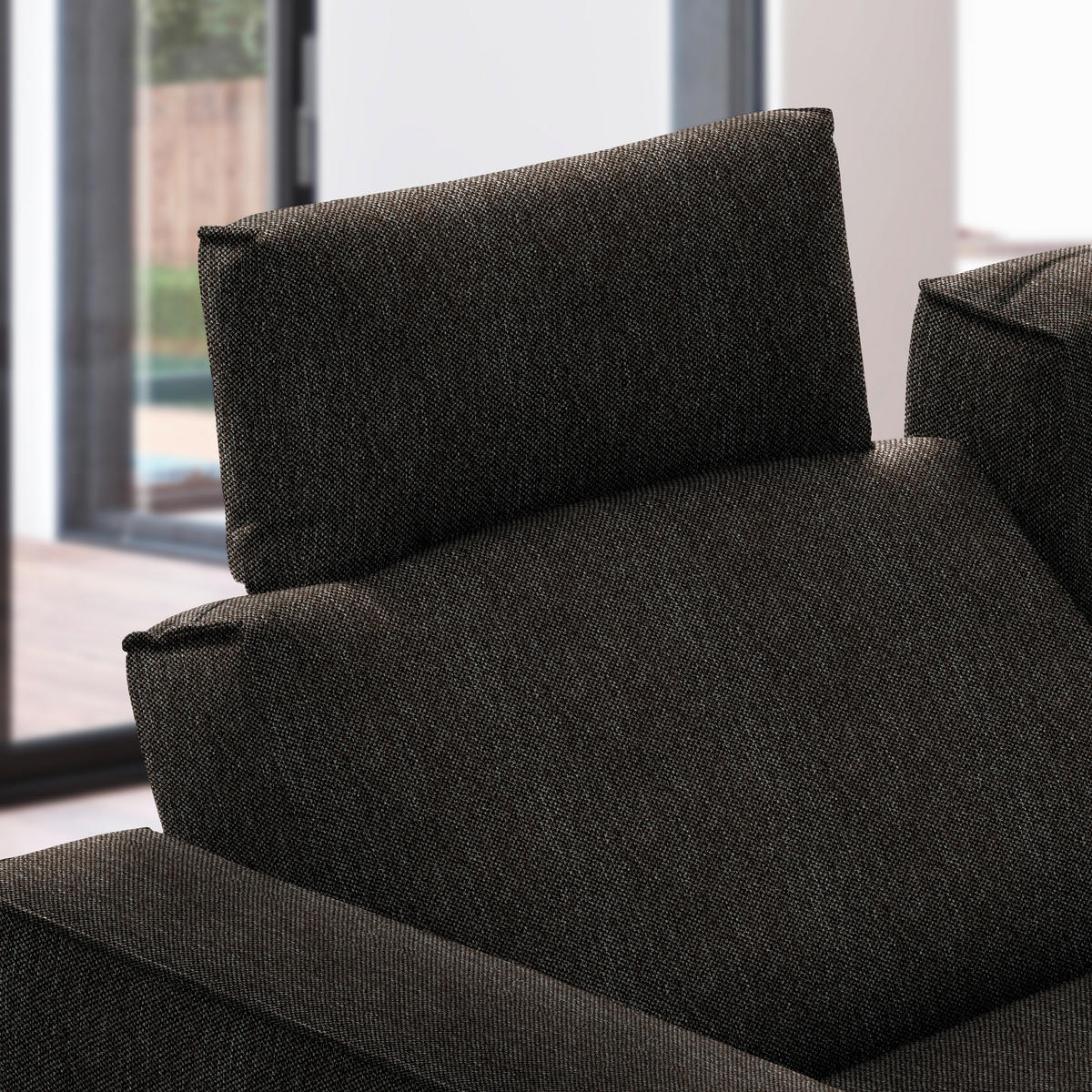 ECKSOFA in Flachgewebe Dunkelbraun  - Dunkelbraun/Schwarz, Design, Textil/Metall (260/210cm) - Johann Jakob